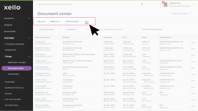 Transcripts page in Xello with the Sent tab highlighted
